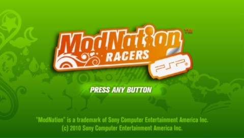 ModNation Racers title screen for PSP